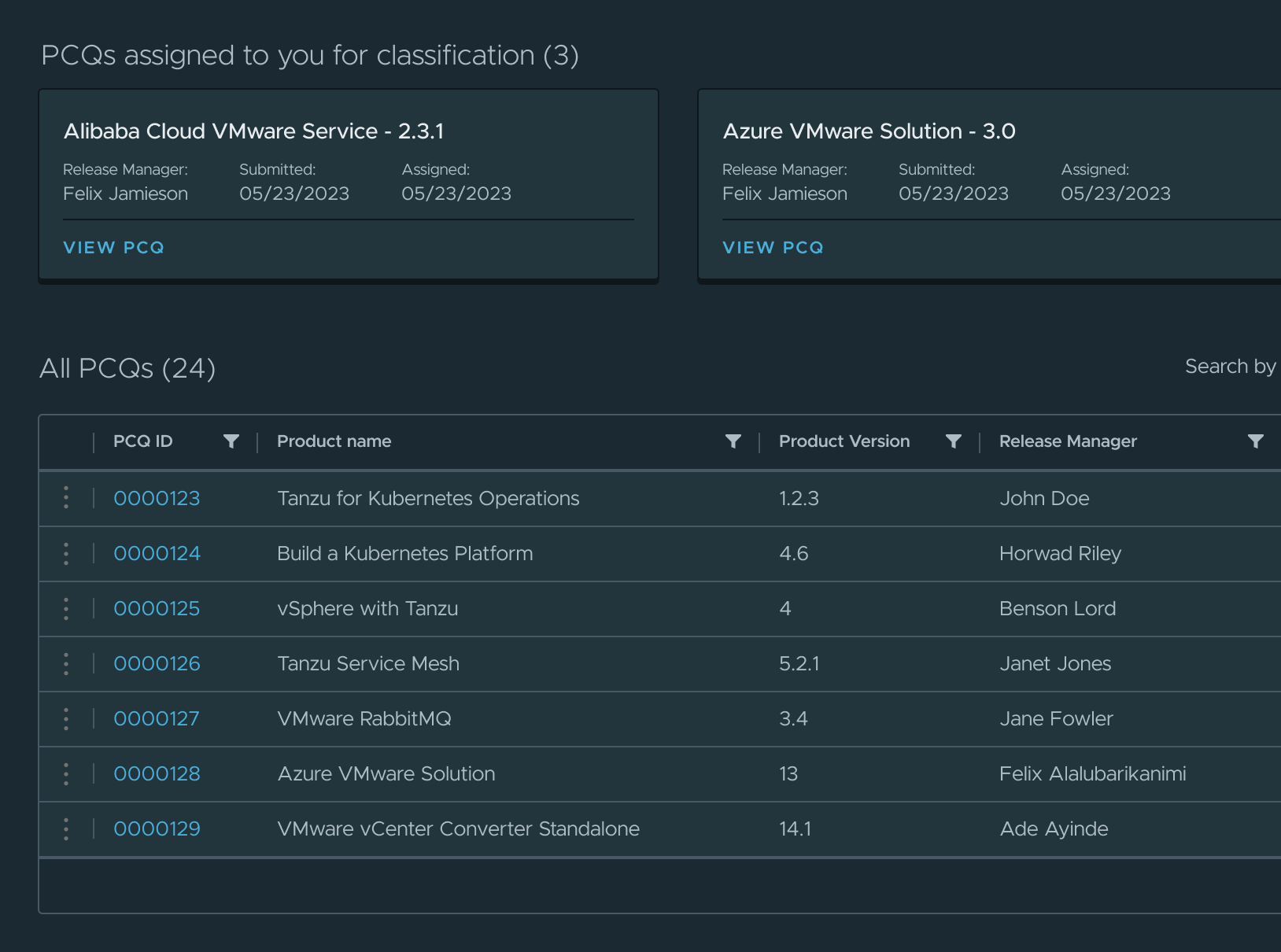 Screenshot of historical view